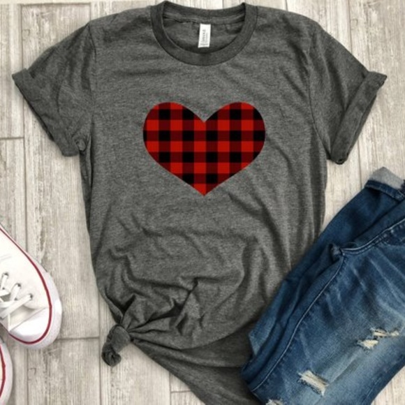 boutique Tops - | nwot buffalo plaid love shirt |